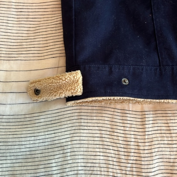 Large Blue Bomber Jacket with tan faux fur lining - Brandless - Picture 8 of 9